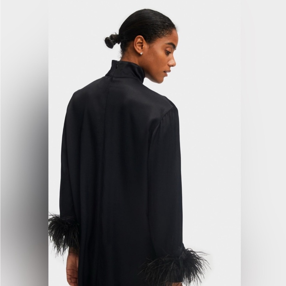 Sleeper Suzi Madi Dress with detachable ostrich-feather cuffs